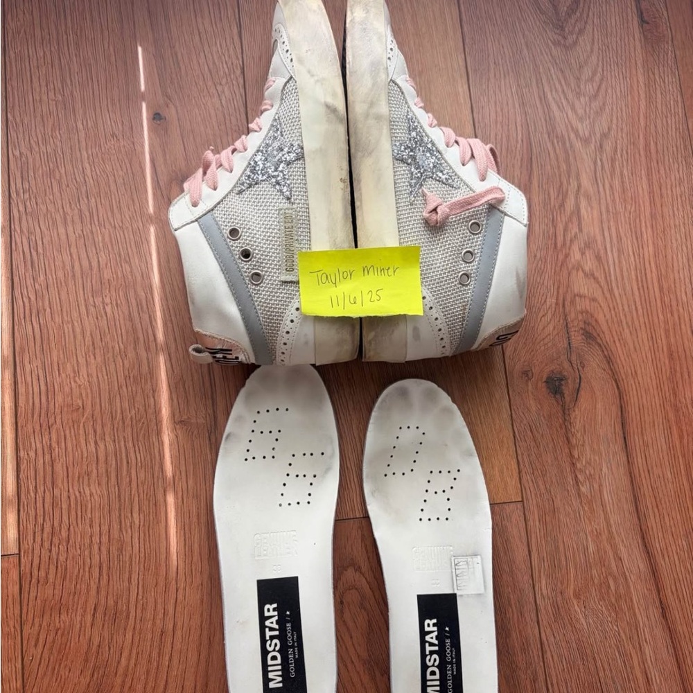 Golden Goose Women's Pink and Silver Star Sneakers